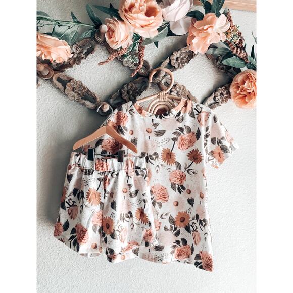 New Earthy Floral Print Soft Lounge Pajama Set 4T - Picture 5 of 5